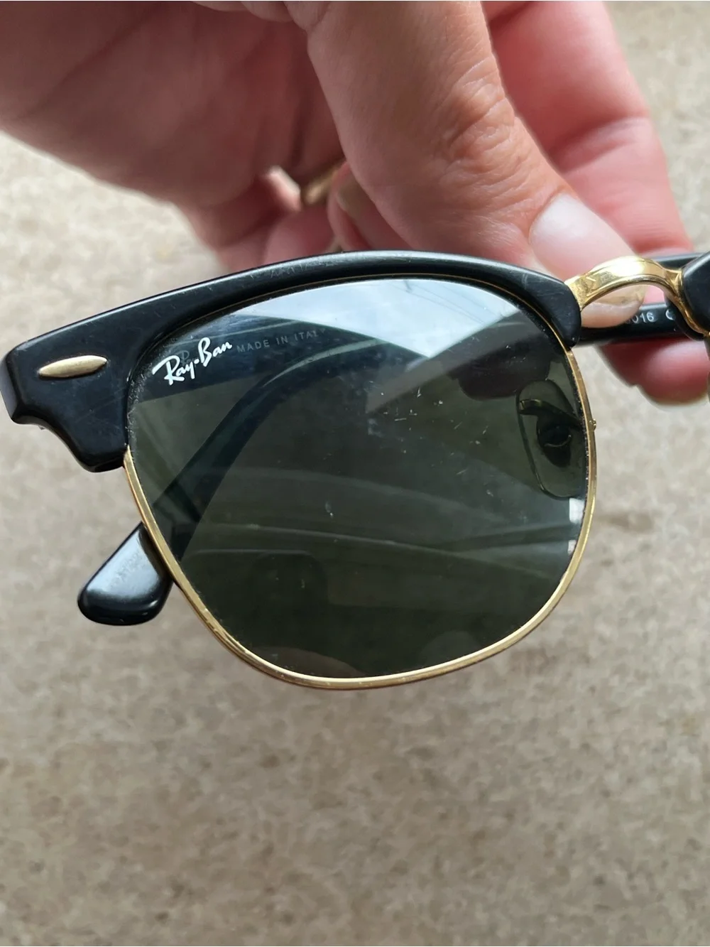 Ray-Ban Black & Gold Clubmaster Sunglasses with Dark Green Lenses